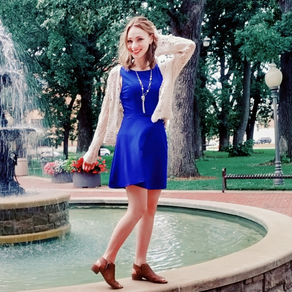 Chic Royal Blue Sleeveless Mini Dress